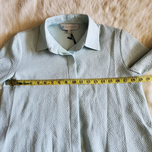 Tuckernuck Pleated Top Adele Sea Glass Blue Size XS NWT - Picture 10 of 12